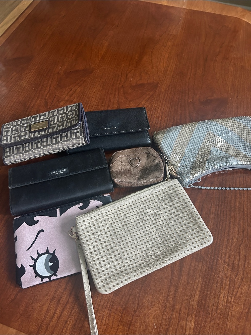 Tommy Hilfiger Metallic Silver Wristlet Clutch, BooPeeb, Kate Spade , Fossil etc